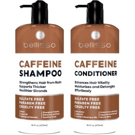 Bellisso Caffeine Shampoo and Conditioner Set Volumizing Boosting for Women Men Fine Hair