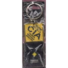 Miko Sigueme Soy de la CIA Keychain Key Rings Rubber Traffic Signs 4x1,5'' Yellow and Black