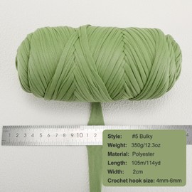 350g Crochet Yarn,Yarn for Crocheting,Thick Knitting Yarn,Elastic Fabric Cloth T Shirt Yarn, Spaghetti Yarn Soft Yarn for Hand DIY Dolls Bags Basket Cushion Crocheting Projects-Matcha Green