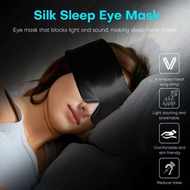 IBQKDSD Sleep Mask, 100% Natural Silk Eye Mask for Sleeping, Eye Cover with Adjustable Velcro Large-Size Blindfold for Men & Women Travel Office Nap Airplane