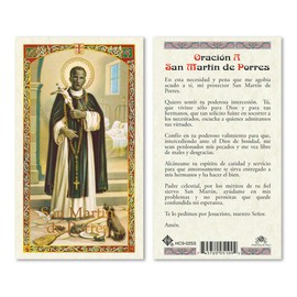Oracion a San Martin de Porres Laminated Prayer Cards - Pack of 25- Espanol