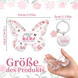 Henjunu Gifts for Mum with Butterfly Acrylic Paperweight and Keyring Gift for Mother Christmas Gifts for Mum from Daughter Son Birthday Gift for Mum, pink
