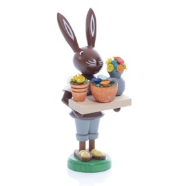 Rudolphs Schatzkiste Osterfigur Hase mit Blumen Höhe ca 9 cm NEU Osterdeko Osterhasenfigur Ostern Osterei Frühling Erzgebirge Seiffen Hase Handwagen Rosen Blumen