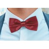 BomGuard Mens Bow Tie with Pocket Square - Dark Red