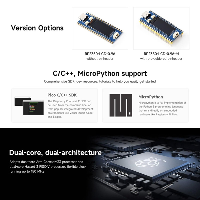 Waveshare RP2350-LCD-0.96 Development Board with 0.96 Inch Display, 160 x