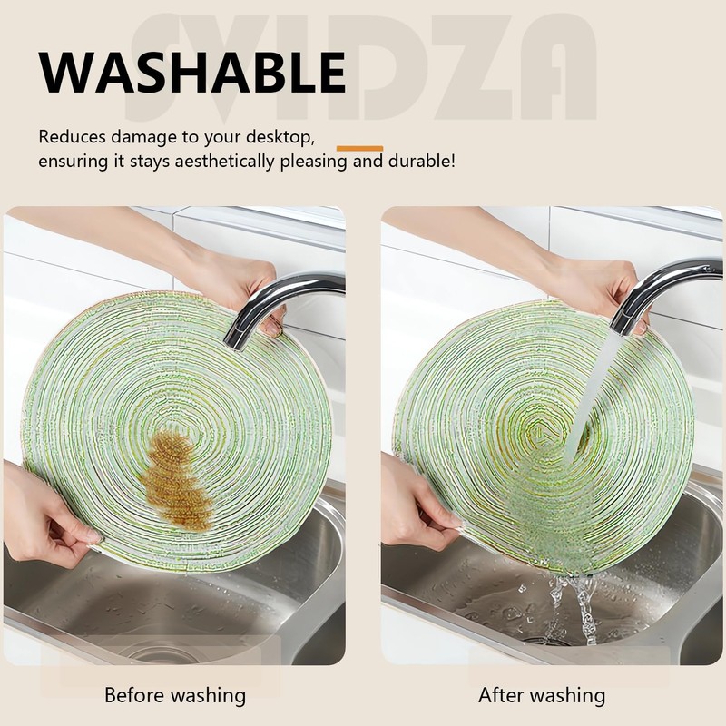 Round Placemats Set of 6, Washable Round Braided Place Mats,