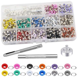 Mesee 600 Pieces Eyelets 5 mm Eyelet Pliers Set, Eyelet Pliers Metal Eyelets Grommet Tool Kit, Metal Eyelets Kit with Hole Punch, Tarpaulin Eyelets, Installation Tools for Shoes, Leather, Bags,