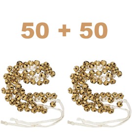 Ghungroo Bells for Indian Classical Dance – 25, 50, 100 Brass Bells – Handmade on Cotton String – Ankle Bells for Kathak, Bharatanatyam, Odissi – for Kids, Adults & Professionals (1 Pair) (50 bells)