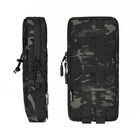 TOPTACPRO Tactical Hydration Bag with Inner Bladder for 1L Water Bag, Laser Cut Molle Hydration Bag for Hiking, Cycling, Running and Climbing, 500D Cordura Nylon, Multi-camo black
