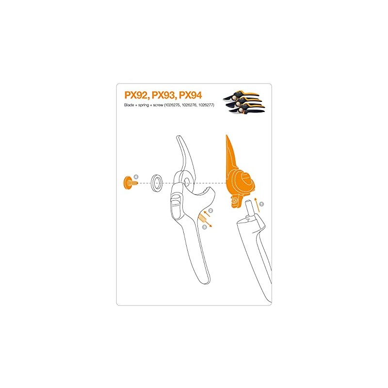 Original Ersatz-Klinge, Feder und Schraube für Fiskars PowerGear X Bypass