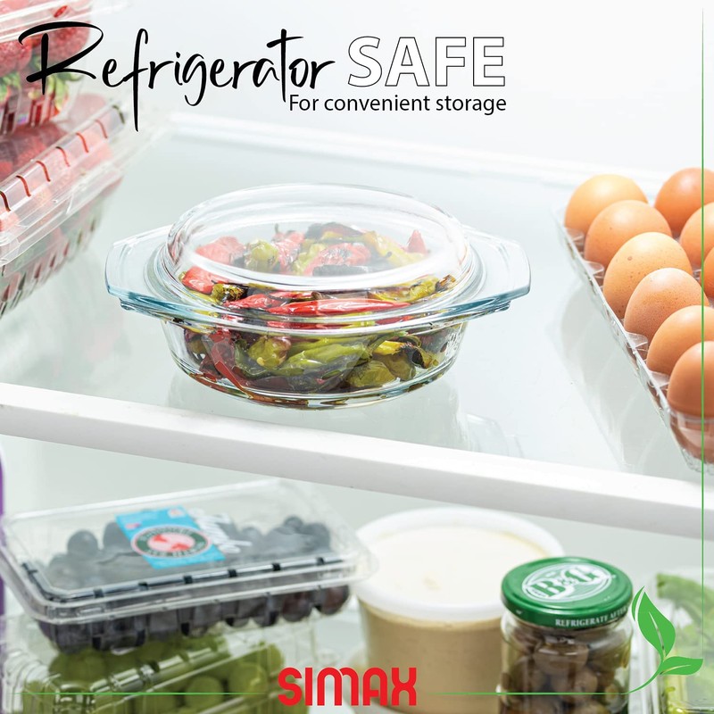 Simax Casserole Dish With Lid, 24 Ounce Round Glass Cookware,