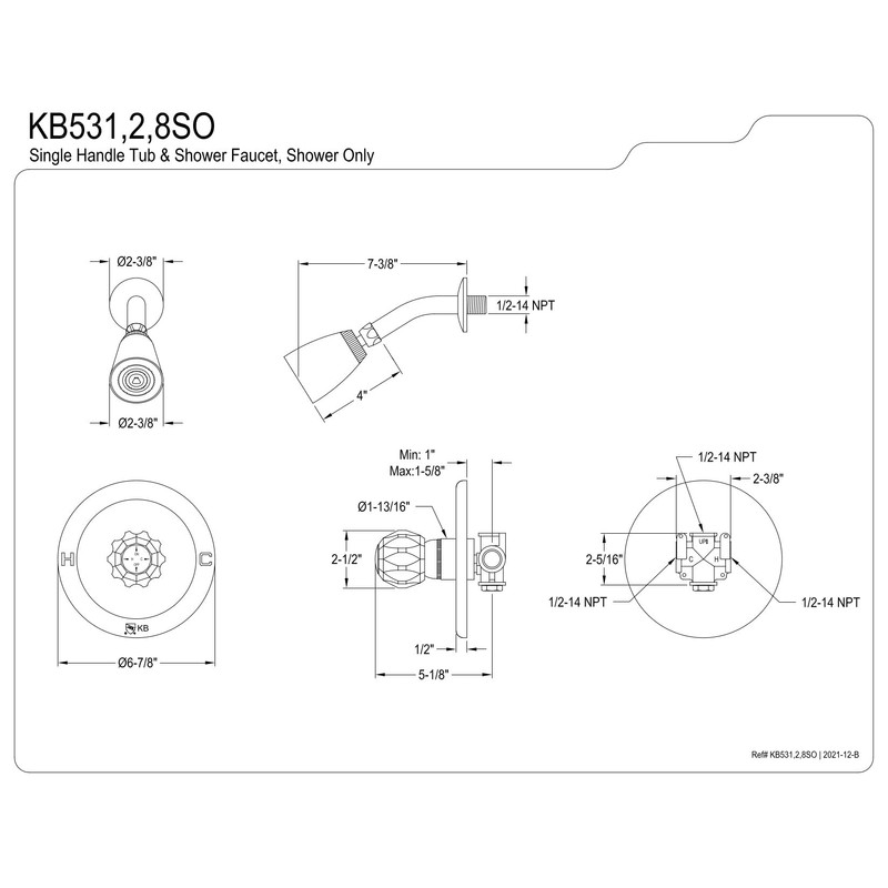 Kingston Brass KB531SO Shower Only, Polished Chrome