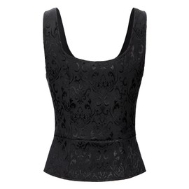 Plus Size Renaissance Corset Medieval Costume Women Pirate Vest Lace Up Floral Viking Ren Faire Corset Vintage Black 3X-Large