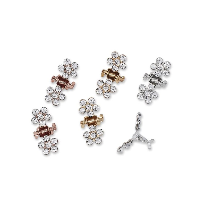 Scunci Micro Mini Metal Rhinestone Jaw Clips, Assorted, 6 Count