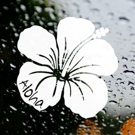 nc-smile Hawaiian Sticker Hibiscus Aloha (A, White)