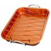 Copper New Non-Stick Copper Ceramic Turkey Roaster Pan W/ Removable Rack