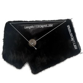keland Viking Faux Fur Collar Scarf Stole Viking Fur Shoulder Fur Medieval Fur Shoulder Throw, black