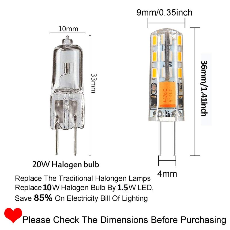 Rayhoo 10pcs G4 LED Bulbs JC Bi-Pin Base Lights 1.5W