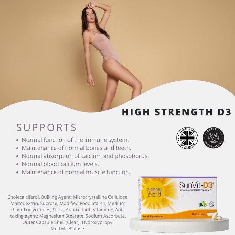 SunVit-D3 High Strength Vitamin D 2500iu Capsules - Cholecalciferol Vitamin