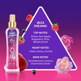 So…? Ibiza Dreams Body Mist Long-Lasting Perfume for Women with Fruity, Floral Notes - Body Spray for Women - 3 pc