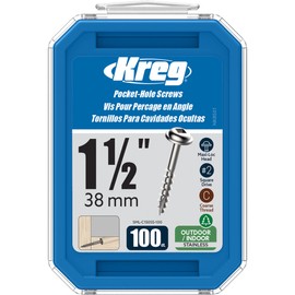 Kreg SML-C150S5-100 Stainless Steel Pocket-Hole Screws, 11/2 Inch, #8 Coarse Thread, Maxi-Loc Head (100 Count)