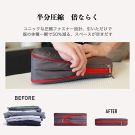 Bee Nesting Waterproof Compression Packing Cubes 4 sets, Large Travel Packing organizers for Carry on Luggage, 2 Sides Expandable Storage Bags for Backpacking, Suitcases, 4PCS, Black