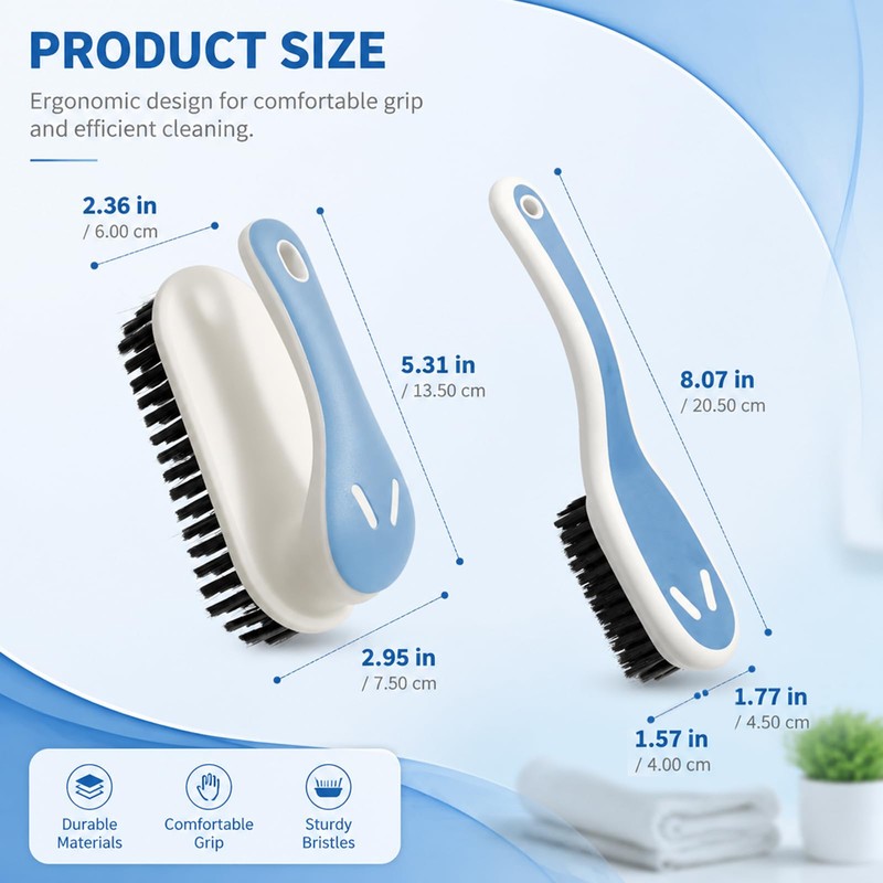 Laundry Brush with Soft Bristle Shoe Scrub Brush Set, 2