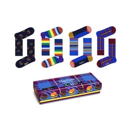 Happy Socks Mens 4-Pack Navy Socks Gift Set Dark Blue Men's Shoe Size 8-12 One Size