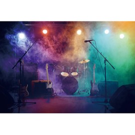 DASHAN 10x8ft Polyester Stage Concert Hall Backdrop Music Party Musical Studio Carnival Band Live Shows Musicians Photography Background Music Bridal Shower Wedding Birthday Party YouTube Photo Prop