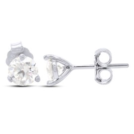 SAVEARTH DIAMONDS 3-Prong Solitaire Style, 5/6 ct. t.w 5MM Round Cut Lab Created Moissanite Diamond Stud Earrings In 14k Gold Over Sterling Silver (G-H Color, VVS1 Clarity, 0.83 Cttw), Metal, Moissanite