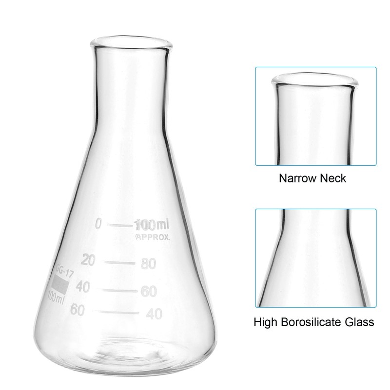 PATIKIL Erlenmeyer Flask, 12 Pcs 100ml 3.4oz Narrow Mouth Graduated