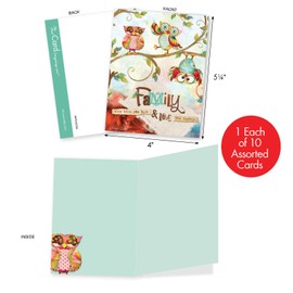 The Best Card Company - 10 Boxed Cards for Kids (4 x 5.12 Inch) - Cute Blank Cards for All Occasions - Forest Friends M2952OCB