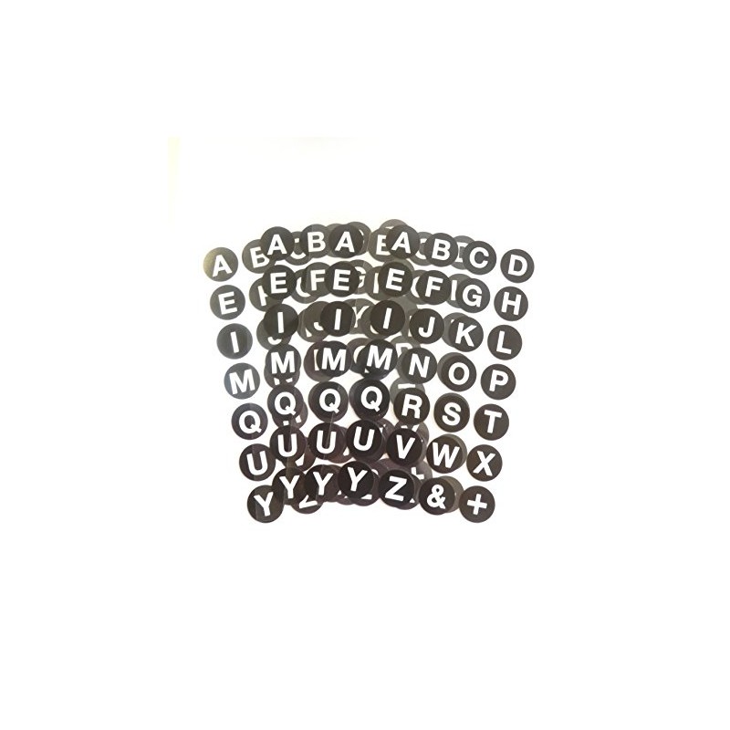 Small Alphabet A-Z Stickers, White Letters on Black 18mm (0.7