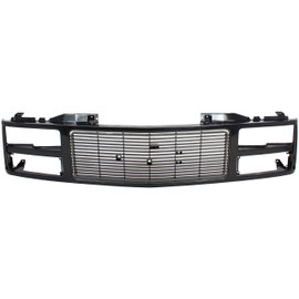 Evan-Fischer Grille Assembly Compatible with 1992-1993 GMC Yukon Black Shell and Insert with Quad or Composite Headlights