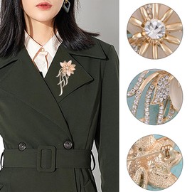 AFCJLTO Deyanse Women's Flower Brooch with Artificial Crystal, Fashion Alloy Flower Elegant Rhinestone Pin Pin Brooch for Clothing Dress Decoration Jewellery, Metal