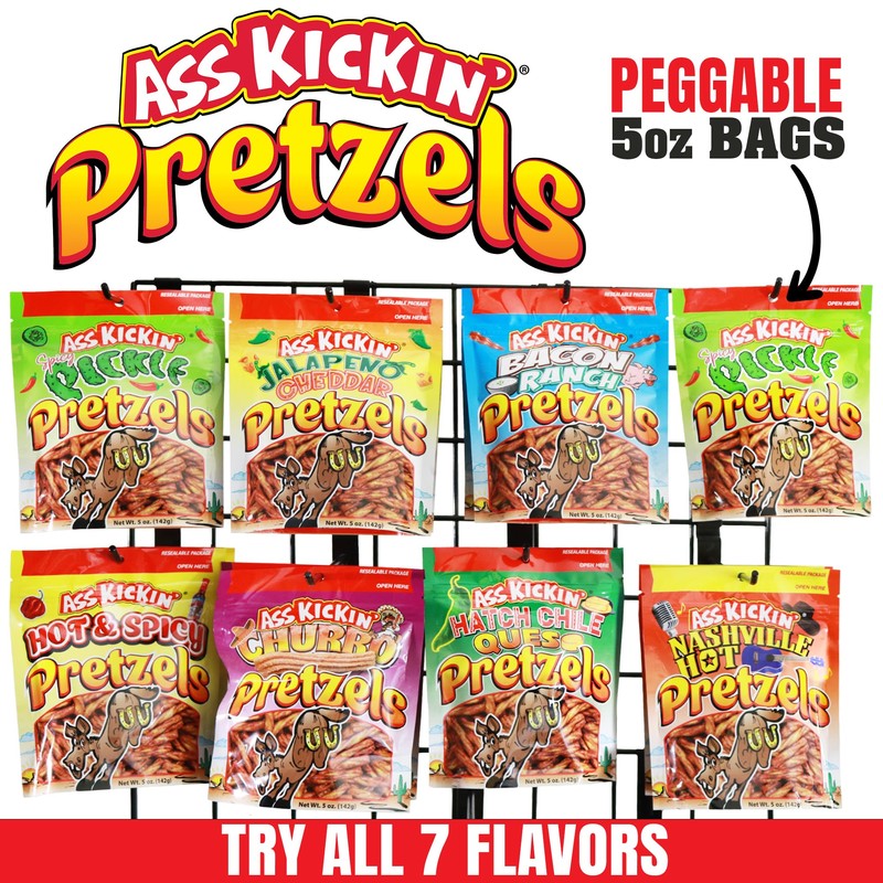 Ass Kickin' Pretzels - 7 Unique Pretzel Twist Flavors, 5oz