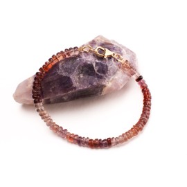 Imperial Topaz shaded smooth roundel 4.5mm roundel coffee brown shaded Gemstone in 925 Sterling Silver,14K Gold Filled bracelet gift. Chakra (9", Sterling Silver)