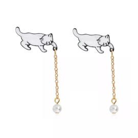 Jextech 2 Pin Broche Metalico Gato Borla De Perla