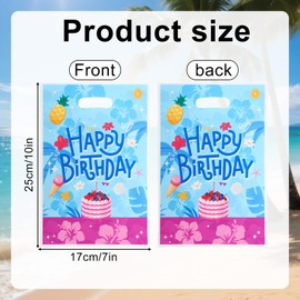 SAVITA 50pcs Birthday Party Gift Bags, Colorful Cartoon Theme Goodie Bags with Handles Reusable Hawaiian Birthday Party Favor Candy Snack Gifts Pouch for Kids Baby Shower