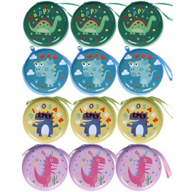 MAOXINGREN Billetera infantil Mini billetera bolas de dibujos animados estampado dinosaurios, diseño cremallera, adecuada para niños, adolescentes, viene llavero (Motivos de dinosaurios A)