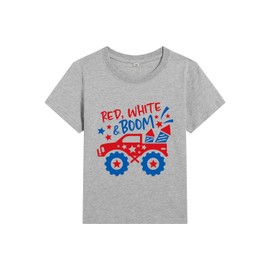 StarJieco USA Flag Monster Truck Boys Shirt Summer Patriotic Toddler Fashion 4th of July Outfit 5T