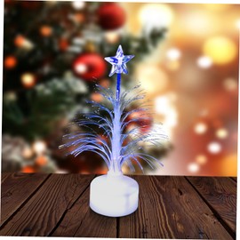 CLISPEED USB Mini Fiber Optic Christmas Tree for Desk - Color Changing LED Christmas Tree Night Light - Festive Tabletop Decor for Home or Office