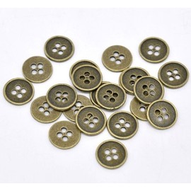 20 Metal Round 4 Hole Antique Bronze Vintage Colour 12mm to 13mm Sewing Buttons