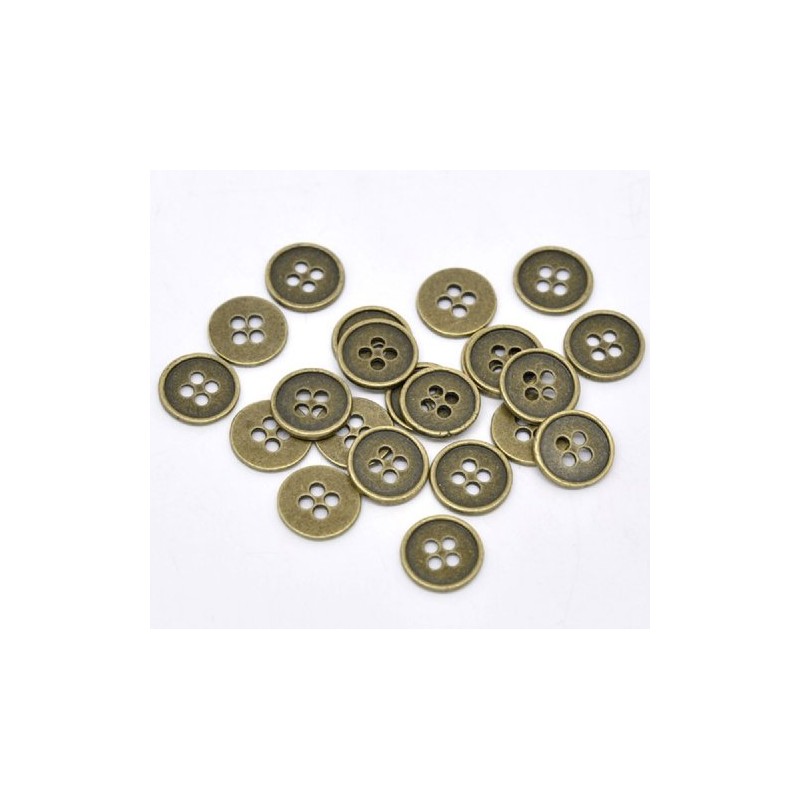 20 Metal Round 4 Hole Antique Bronze Vintage Colour 12mm