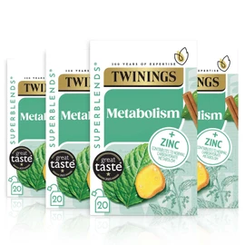 Twinings Superblends Metabolism Tea - Peppermint & Spiced Green Tea Herbal Infusion with Nettle & Zinc, Metabolism Booster Tea, 80 x Biodegradable Tea Bags