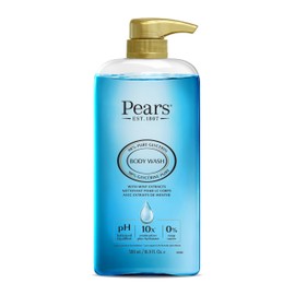 PEARS Pears Body Wash, Mint Extracts C Pure & Gentle 100% Soap-Free Glycerin Cleanser for Glowing Skin, 500ml