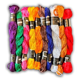 Large Metallic Skeins 10 Coloured Hand Embroidery Thread skeins Floss Silk Rayon Stranded Skeins Floss 10 Pieces Multicolour, Glitter Embroidery, Cross Stitch for Bracelets, DIY Embroidery Crafts