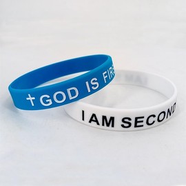 KZL GOD IS FIRST IM SECOND Inspirational Bracelets Christian Faith Rubber Bracelets for Women Men Engraved Bible Verses Cross Silicone Wristband Religious Jewelry Gifts -Set 6