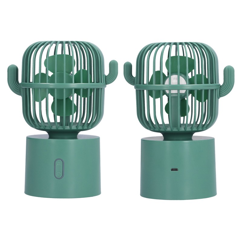 Mini Fan Cactus Shape Shaking Head Low Noise USB Charging