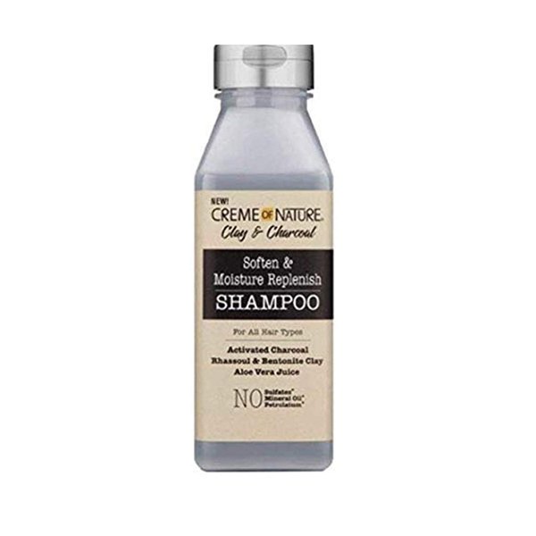 Creme of Nature Clay & Charcoal Shampoo, Soften & Moisture Replenish Hair, with Aloe Vera Juice, 12 Fl Oz